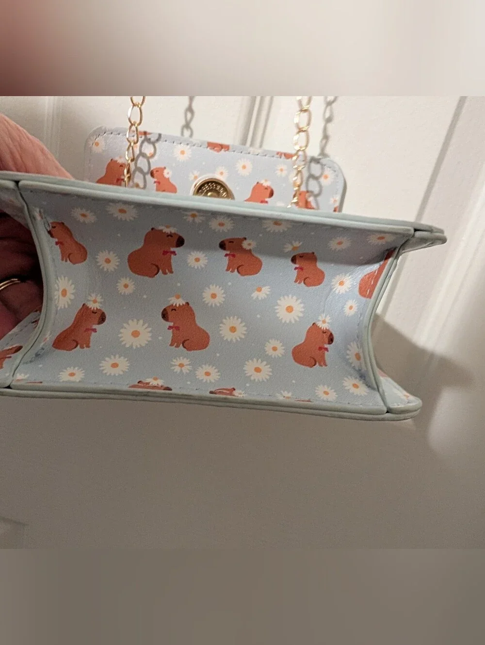 Mini/Crossbody Purse with Capybaras and Faux Pearl Handle